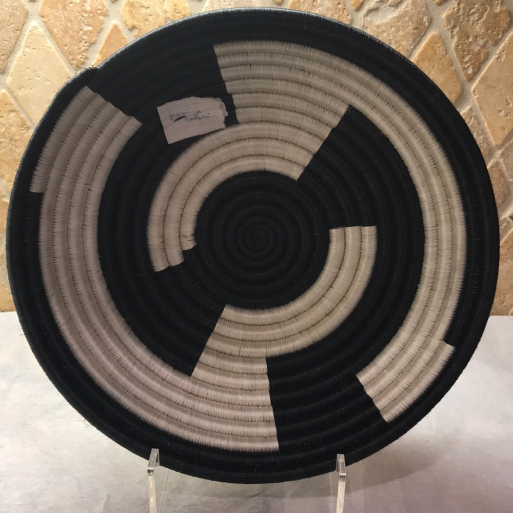 Handmade Hand Woven 12” Sisal Basket from Rwanda Africa Artisan Named